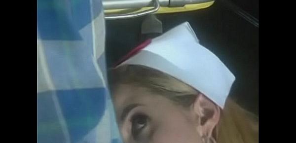  Dude wants to become organs donor and babelicious blonde nurse Autumn Haze helps him to fill in the required papers in the ambulance car